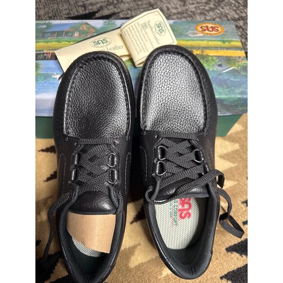 SAS  Bout Time Men\'s Comfort Tumbled Black Leather Shoe Size 7.5 M - NIB main image 5